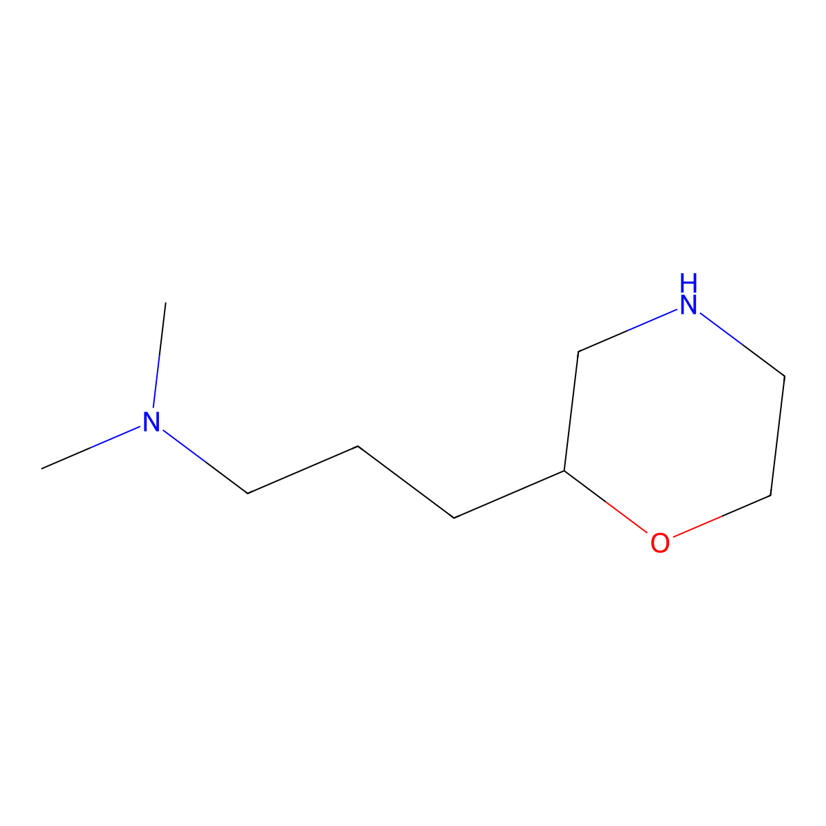 Dimethyl[3-(morpholin-2-yl)propyl]amine molecular structure, CAS 1779649-03-4