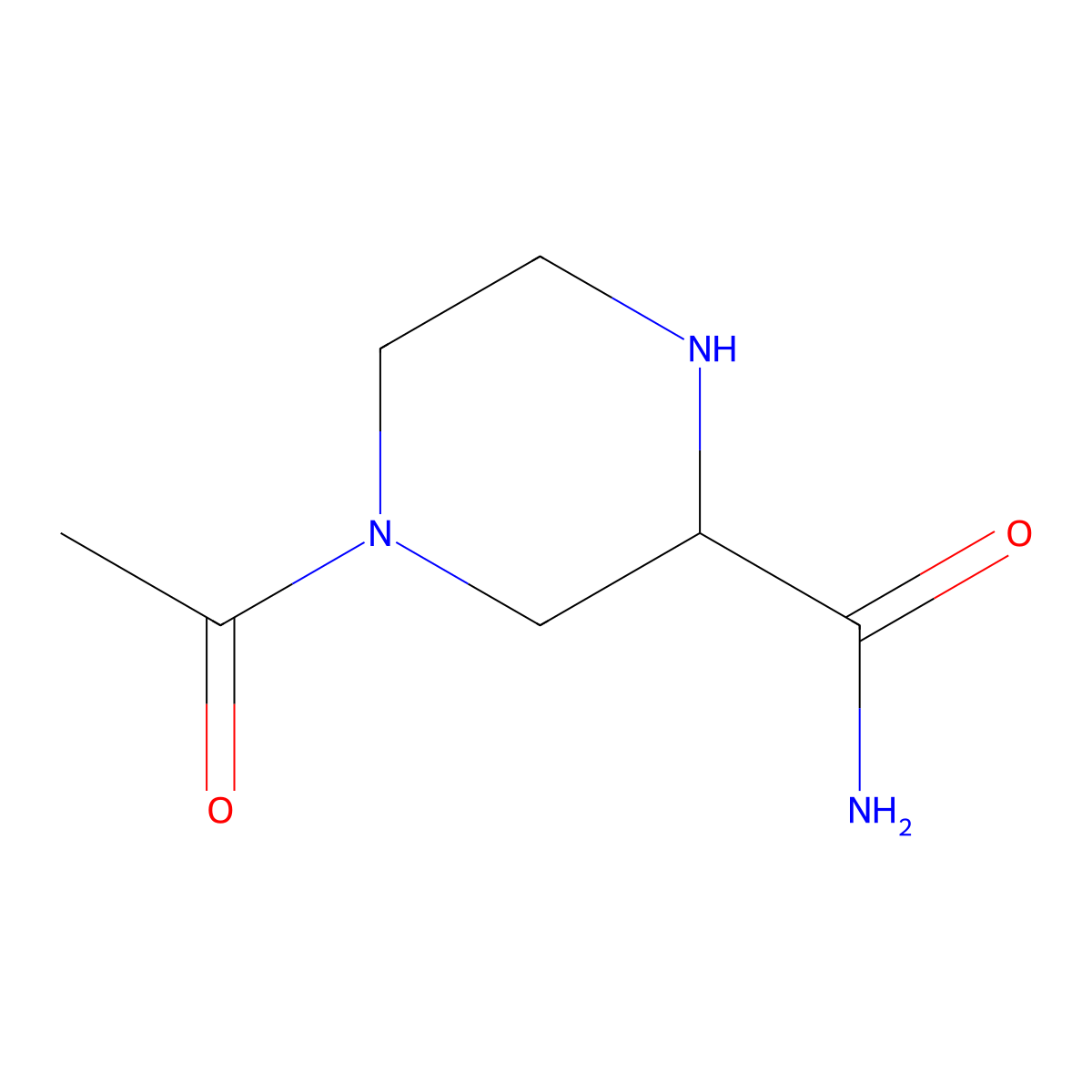 4-Acetylpiperazine-2-carboxamide molecular structure, CAS 1779650-60-0