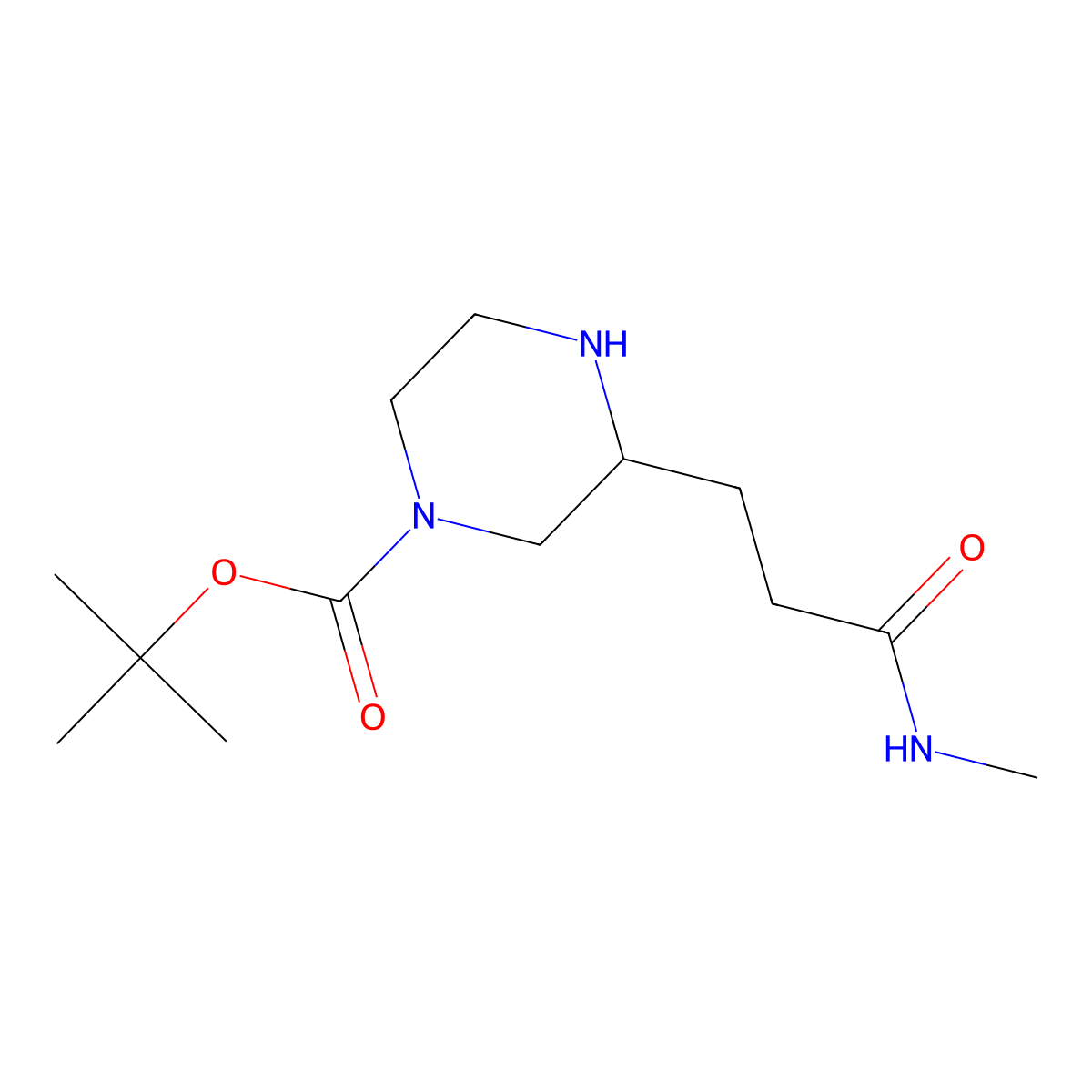 Tert-butyl 3-[2-(methylcarbamoyl)ethyl]piperazine-1-carboxylate molecular structure, CAS 1779650-66-6