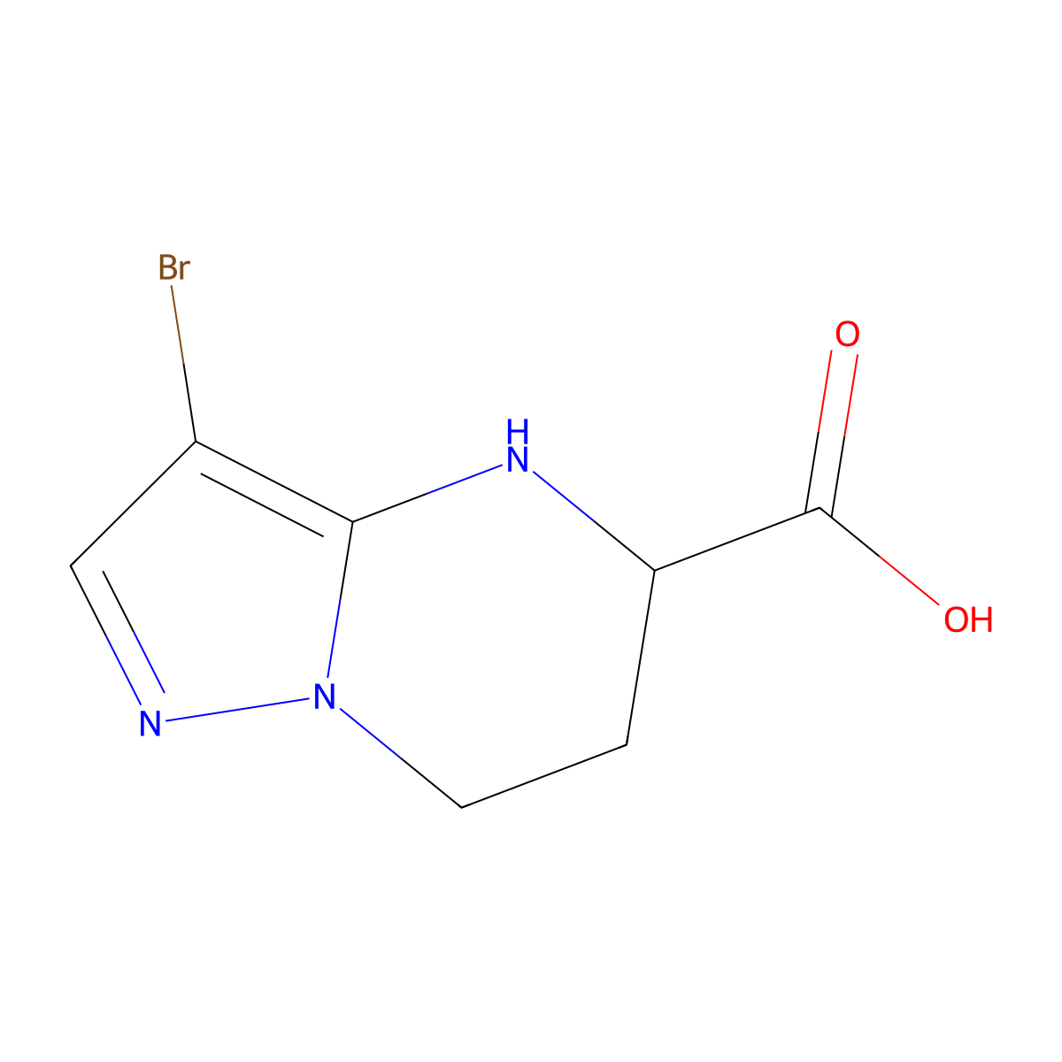 3-bromo-4H,5H,6H,7H-pyrazolo[1,5-a]pyrimidine-5-carboxylic acid molecular structure, CAS 1779652-17-3