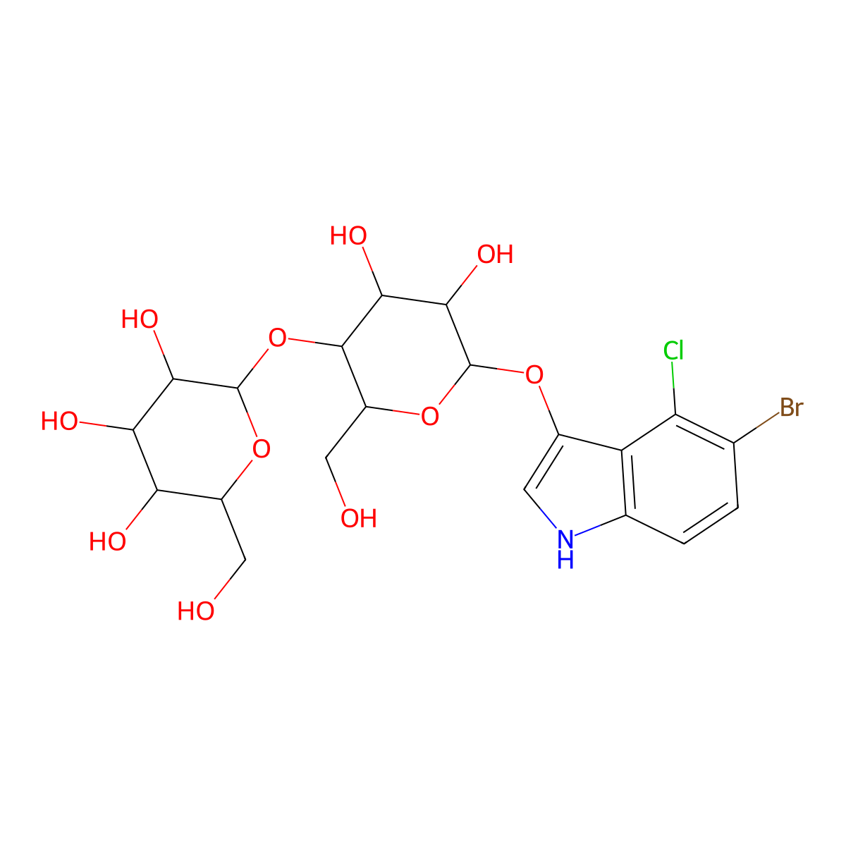 5-Bromo-4-chloro-1H-indol-3-yl 4-O-hexopyranosylhexopyranoside molecular structure, CAS 177966-52-8