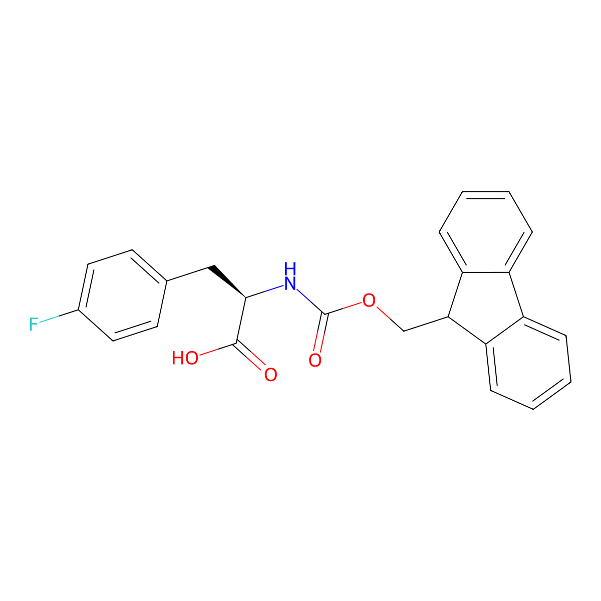 N-((9H-Fluoren-9-ylmethoxy)carbonyl)-4-fluoro-D-phenylalanine molecular structure, CAS 177966-64-2
