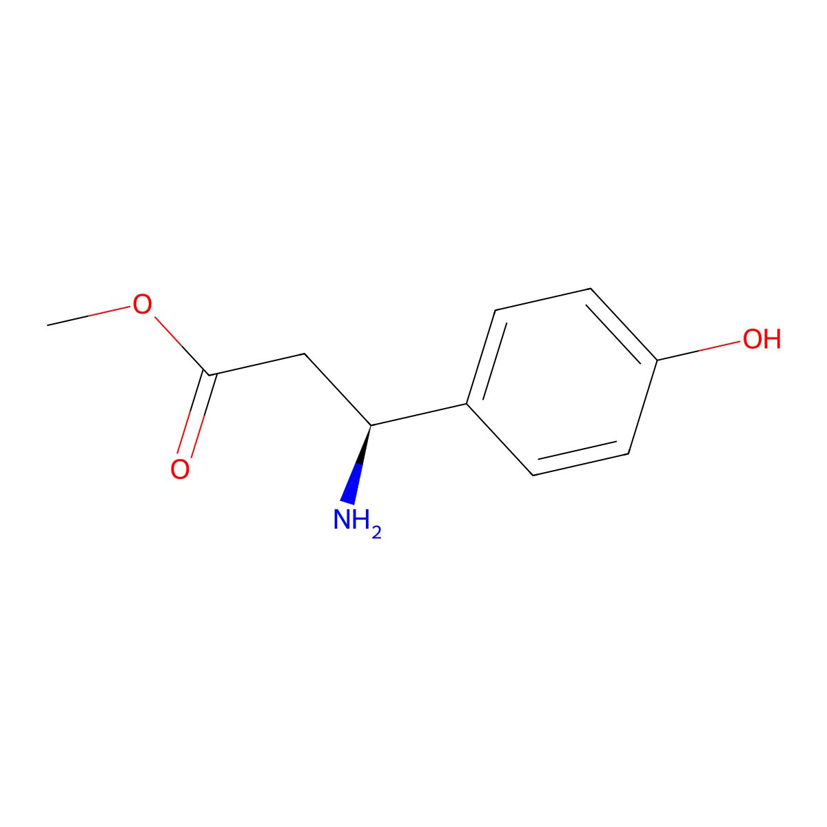 methyl (3S)-3-amino-3-(4-hydroxyphenyl)propanoate molecular structure, CAS 177966-65-3