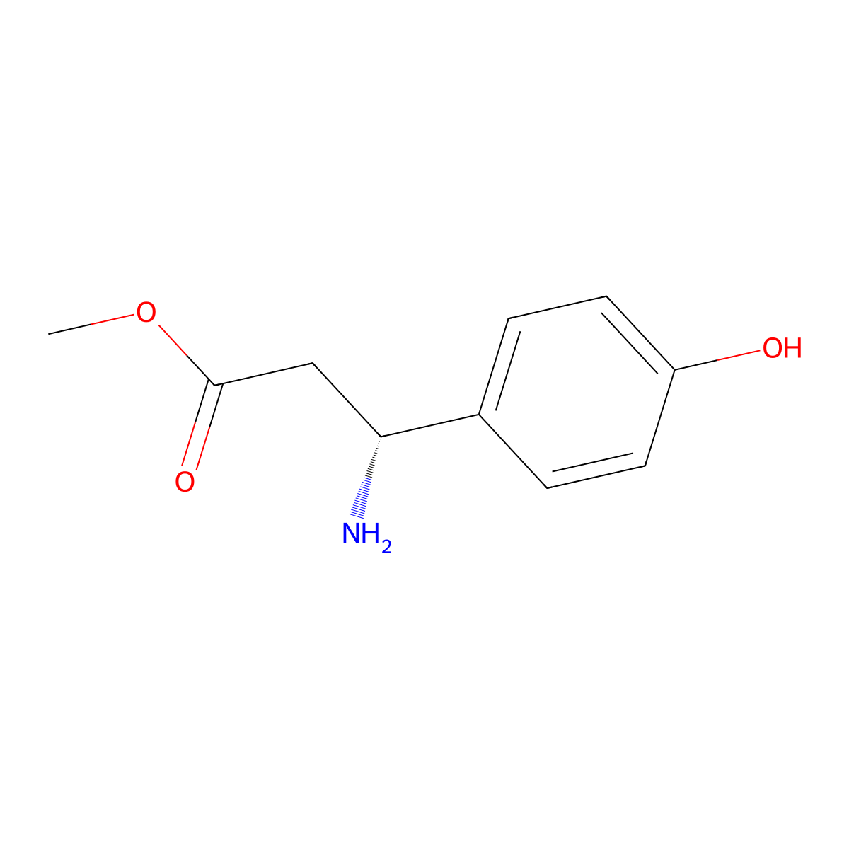Methyl (3R)-3-amino-3-(4-hydroxyphenyl)propanoate molecular structure, CAS 177966-66-4