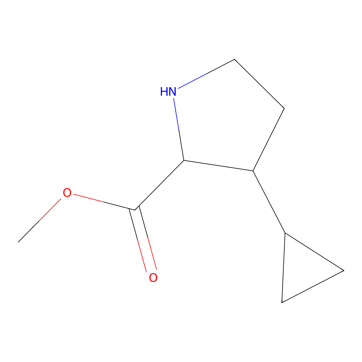 Methyl 3-cyclopropylpyrrolidine-2-carboxylate molecular structure, CAS 1779670-16-4