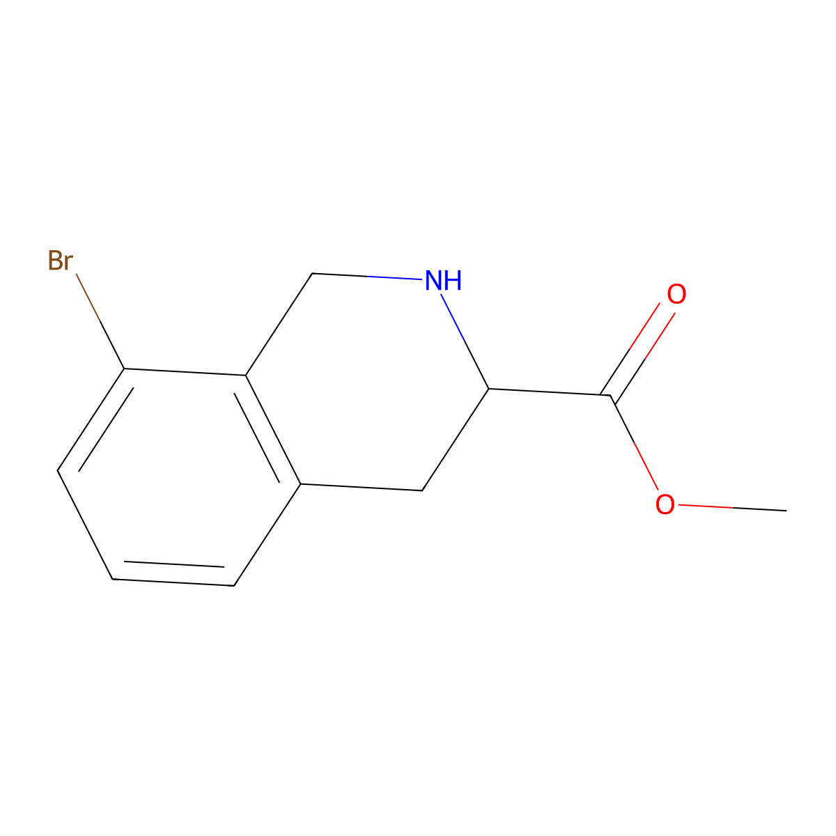 Methyl 8-bromo-1,2,3,4-tetrahydroisoquinoline-3-carboxylate molecular structure, CAS 1779686-52-0