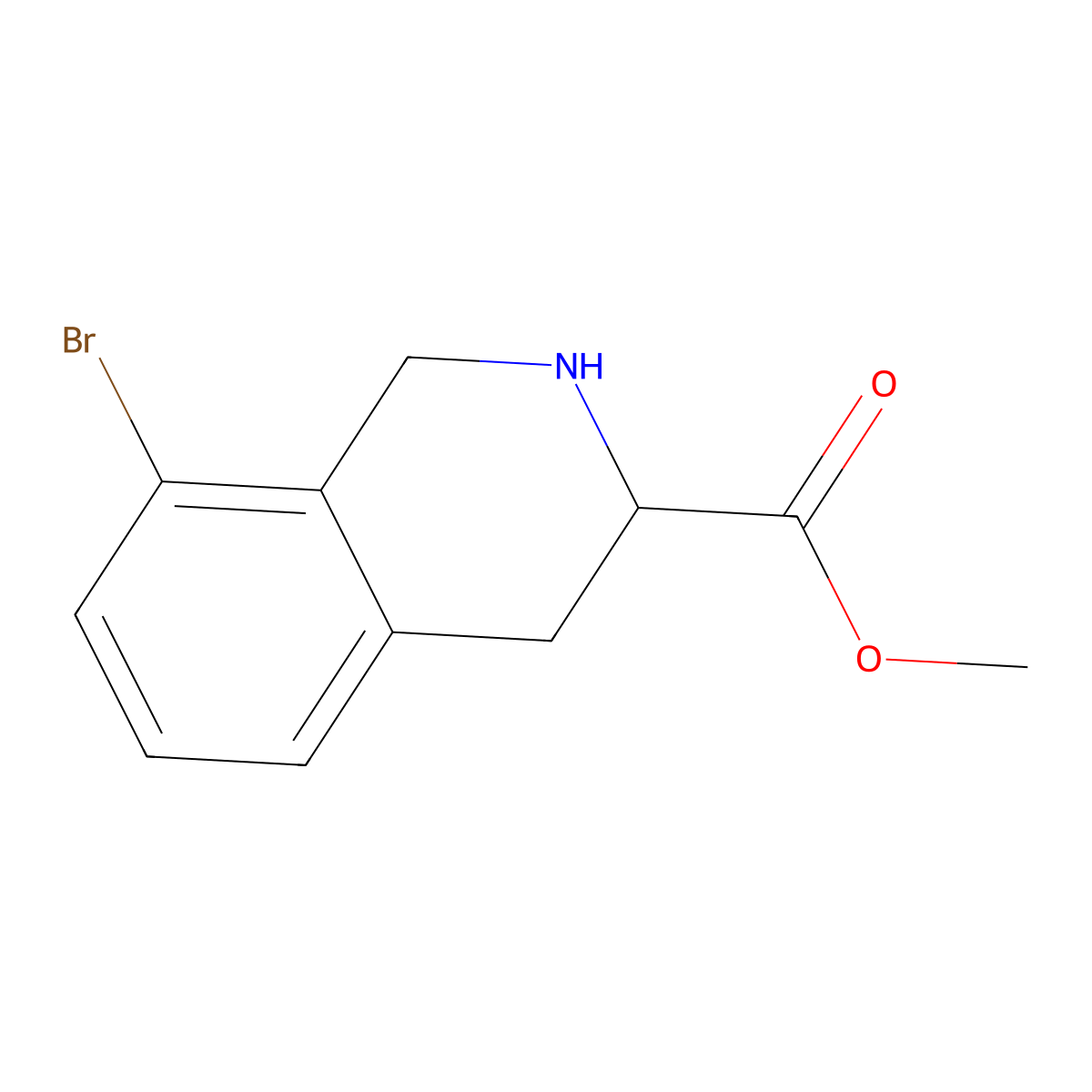Methyl 8-bromo-1,2,3,4-tetrahydroisoquinoline-3-carboxylate molecular structure, CAS 1779686-52-0