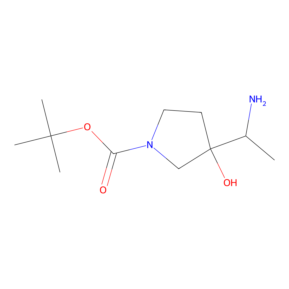 tert-Butyl 3-(1-aminoethyl)-3-hydroxypyrrolidine-1-carboxylate molecular structure, CAS 1779686-56-4