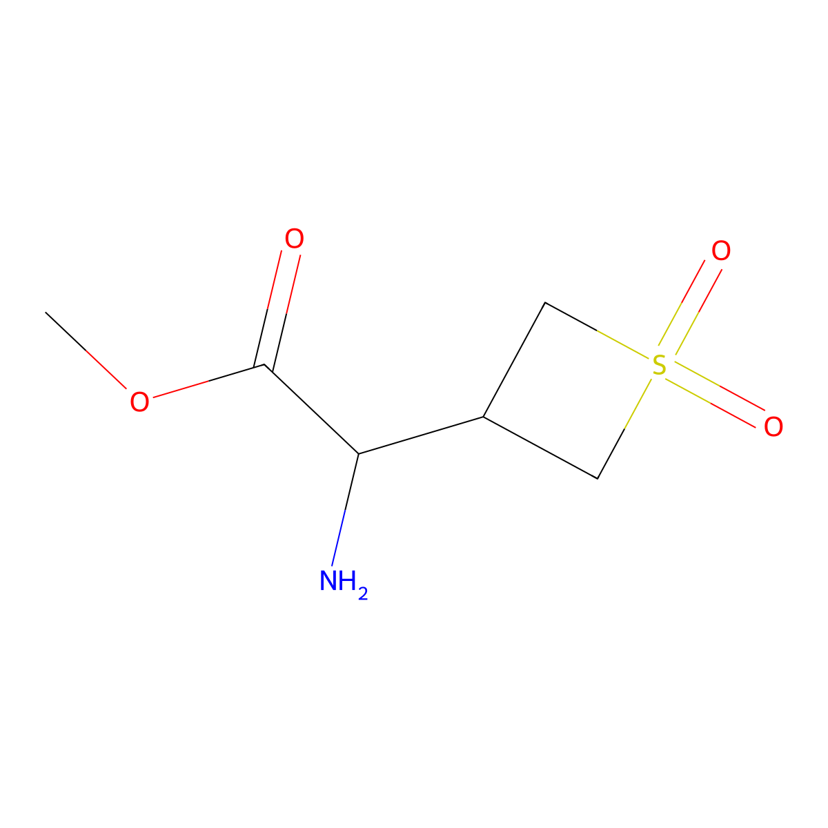 Methyl 2-amino-2-(1,1-dioxo-1lambda6-thietan-3-yl)acetate molecular structure, CAS 1779686-77-9