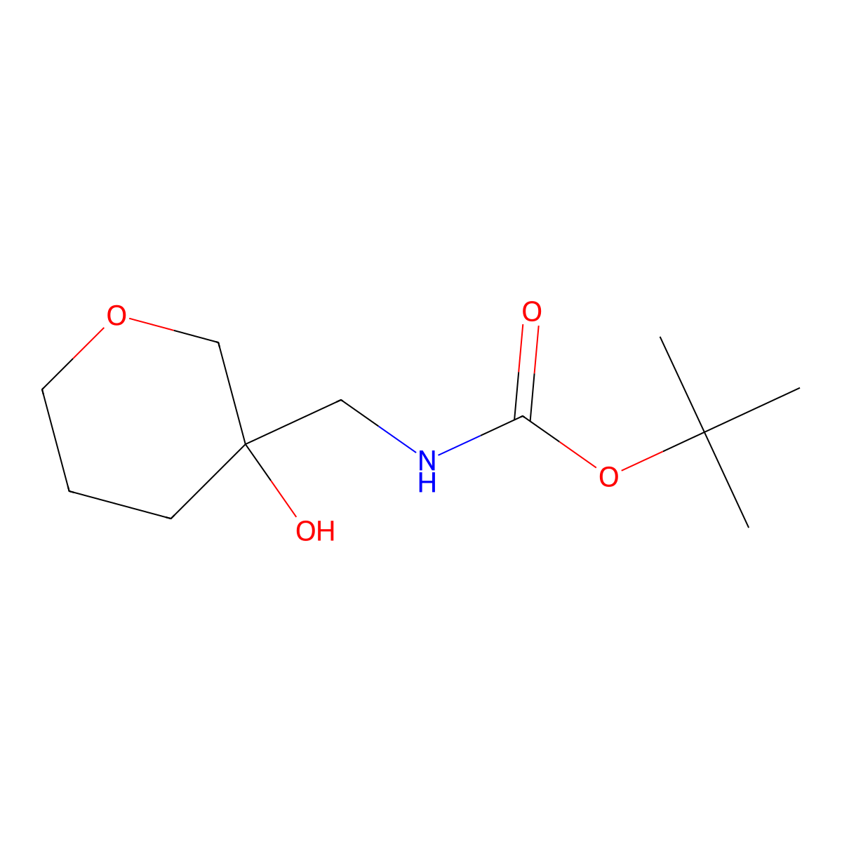 tert-butyl N-[(3-hydroxyoxan-3-yl)methyl]carbamate molecular structure, CAS 1779694-71-1