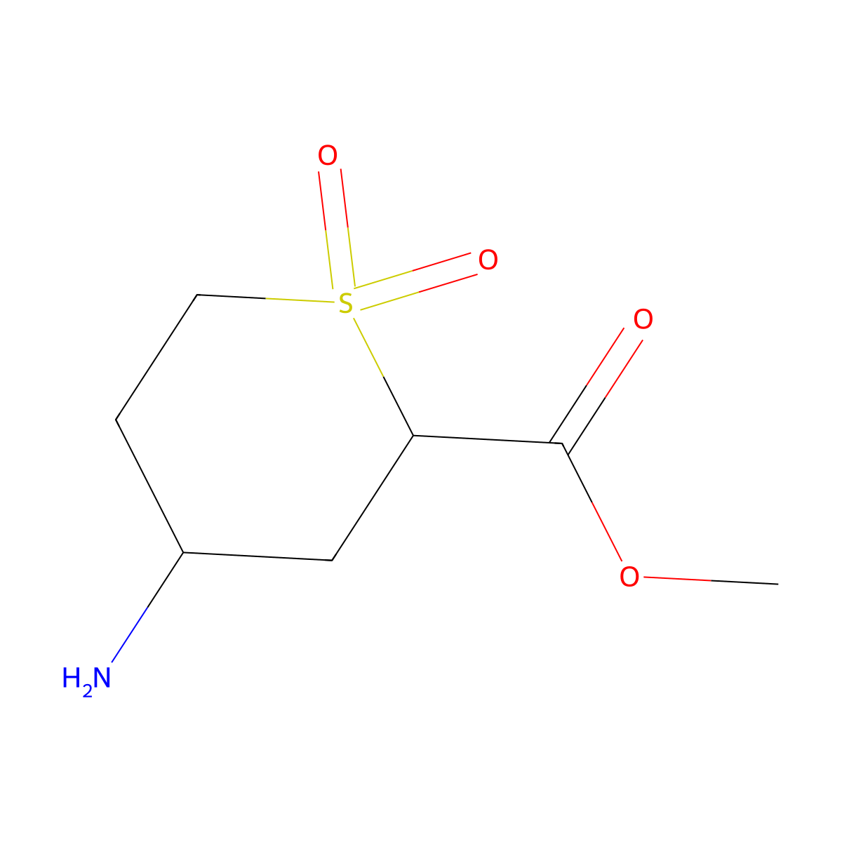Methyl 4-amino-1,1-dioxo-1lambda6-thiane-2-carboxylate molecular structure, CAS 1779696-83-1