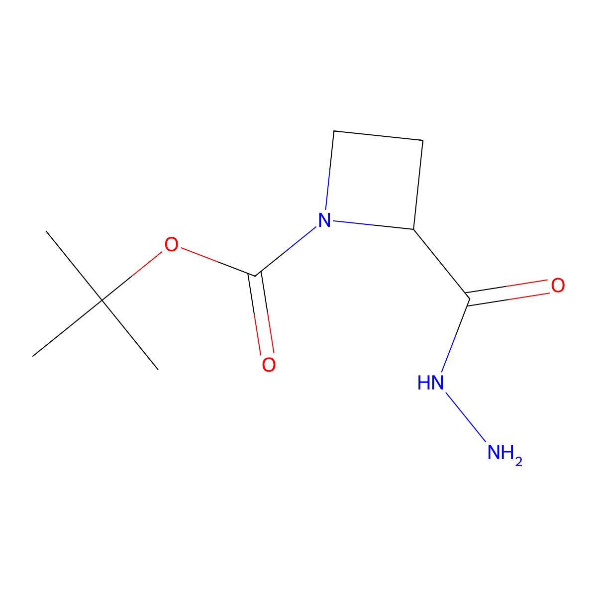 Tert-butyl 2-(hydrazinecarbonyl)azetidine-1-carboxylate molecular structure, CAS 1779700-36-5