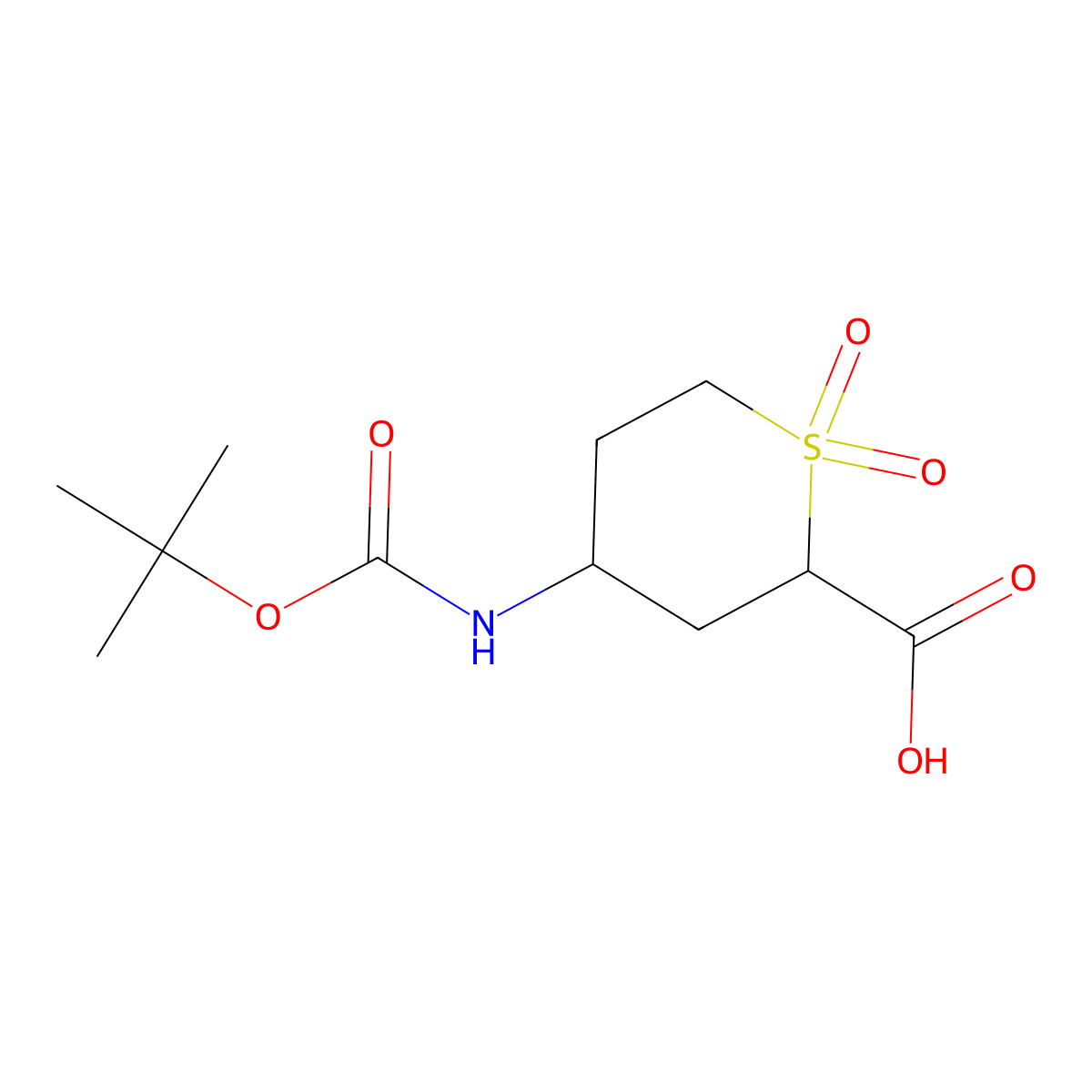 4-(((Tert-butoxy)carbonyl)amino)-1,1-dioxo-1lambda6-thiane-2-carboxylic acid molecular structure, CAS 1779705-09-7