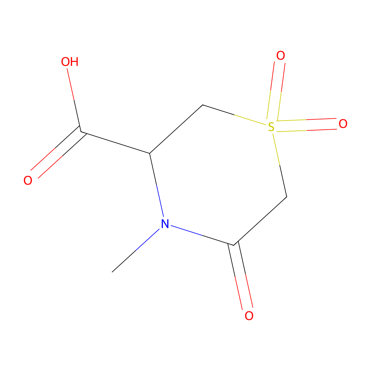 4-Methyl-1,1,5-trioxo-1lambda6-thiomorpholine-3-carboxylic acid molecular structure, CAS 1779720-24-9