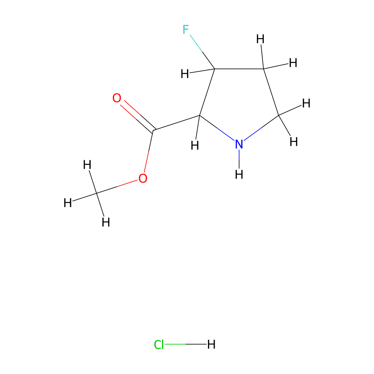 Methyl 3-fluoropyrrolidine-2-carboxylate hydrochloride molecular structure, CAS 1779723-20-4