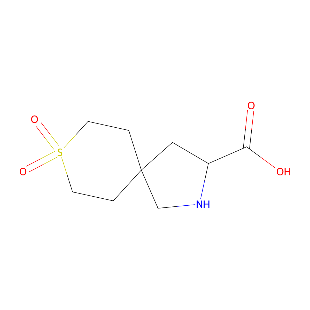 8,8-Dioxo-8lambda6-thia-2-azaspiro[4.5]decane-3-carboxylic acid molecular structure, CAS 1779730-04-9