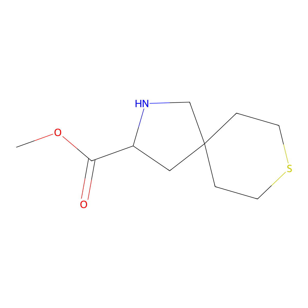 Methyl 8-thia-2-azaspiro[4.5]decane-3-carboxylate molecular structure, CAS 1779736-30-9