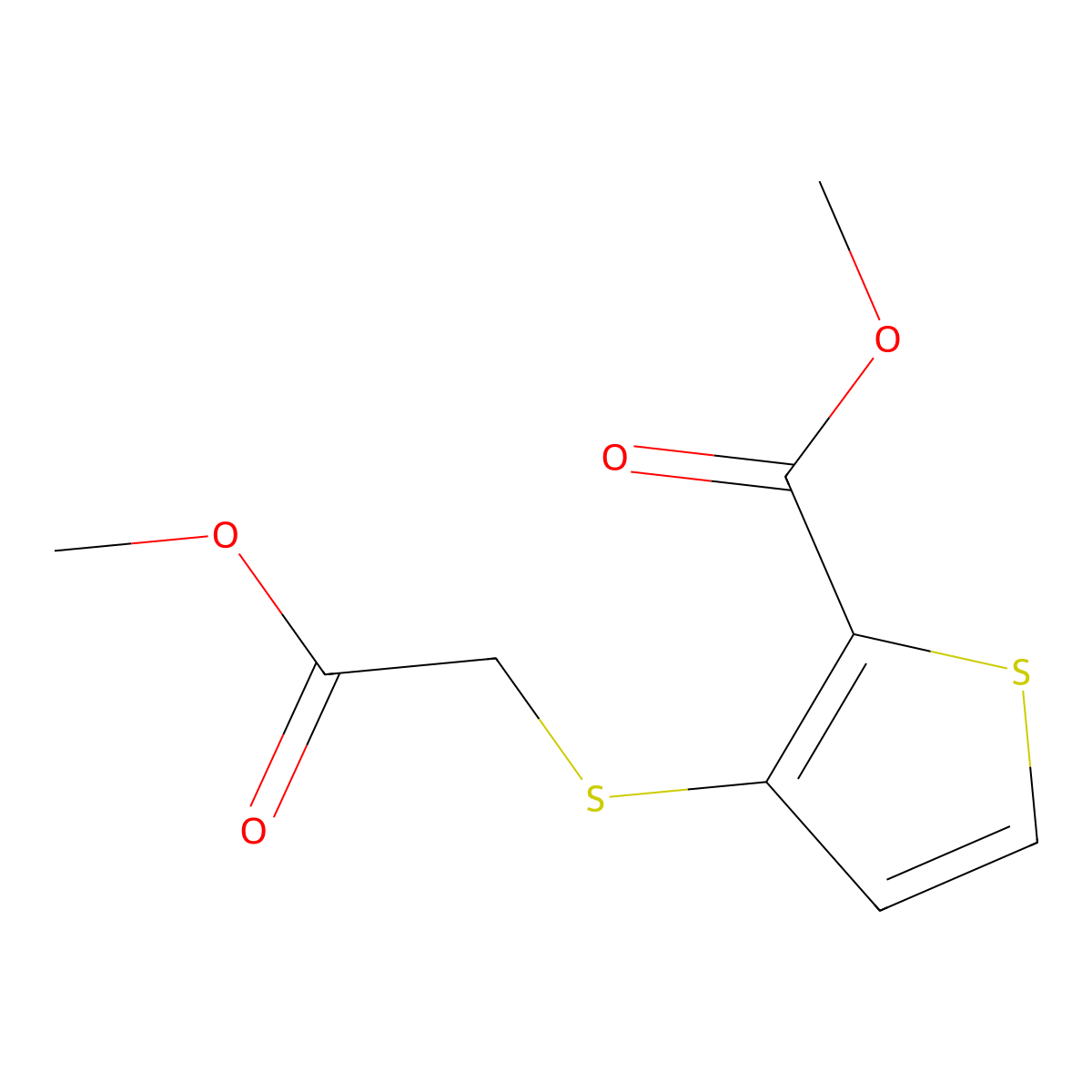 Methyl 3-(2-methoxy-2-oxoethylthio)thiophene-2-carboxylate molecular structure, CAS 177974-11-7