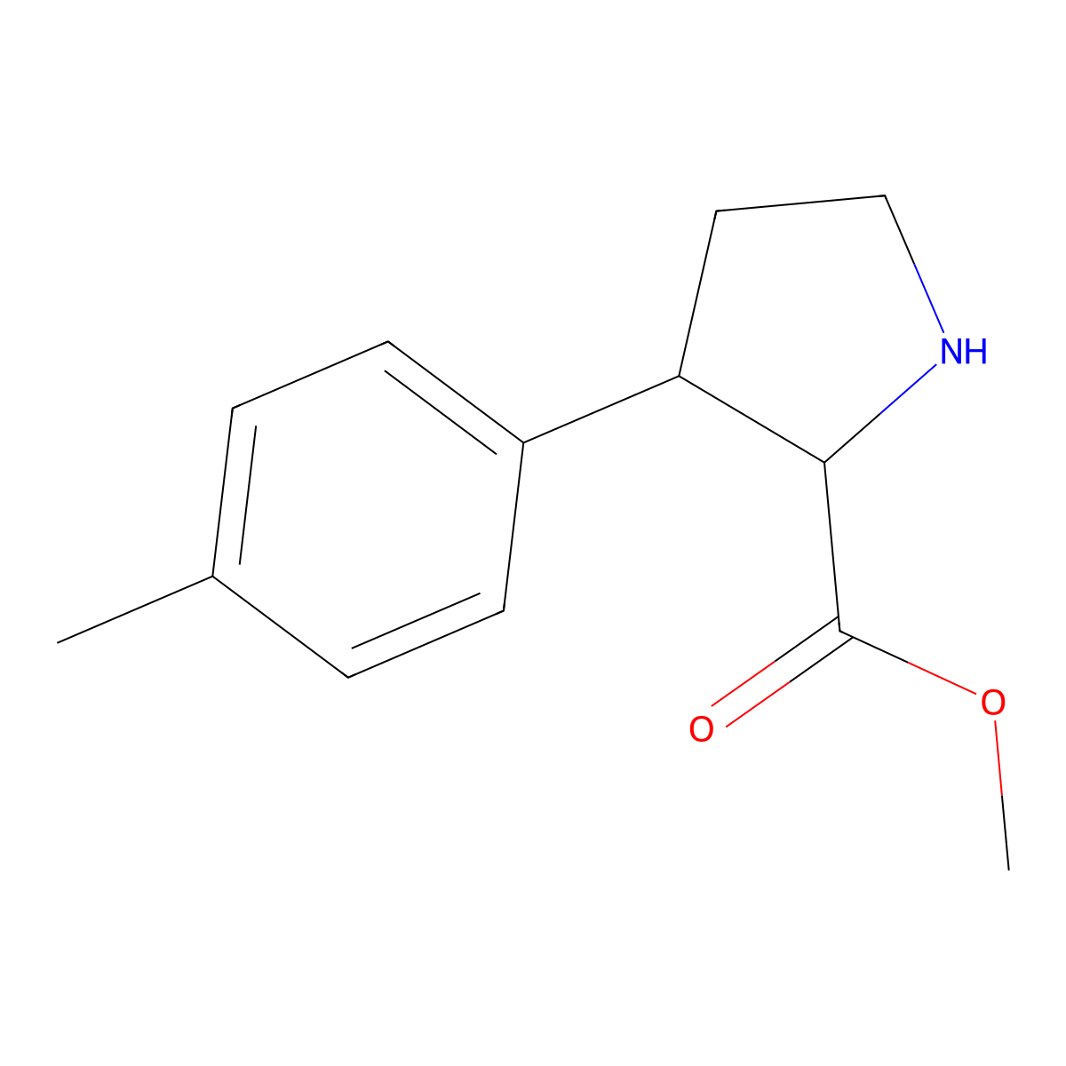 Methyl 3-(4-methylphenyl)pyrrolidine-2-carboxylate molecular structure, CAS 1779742-87-8