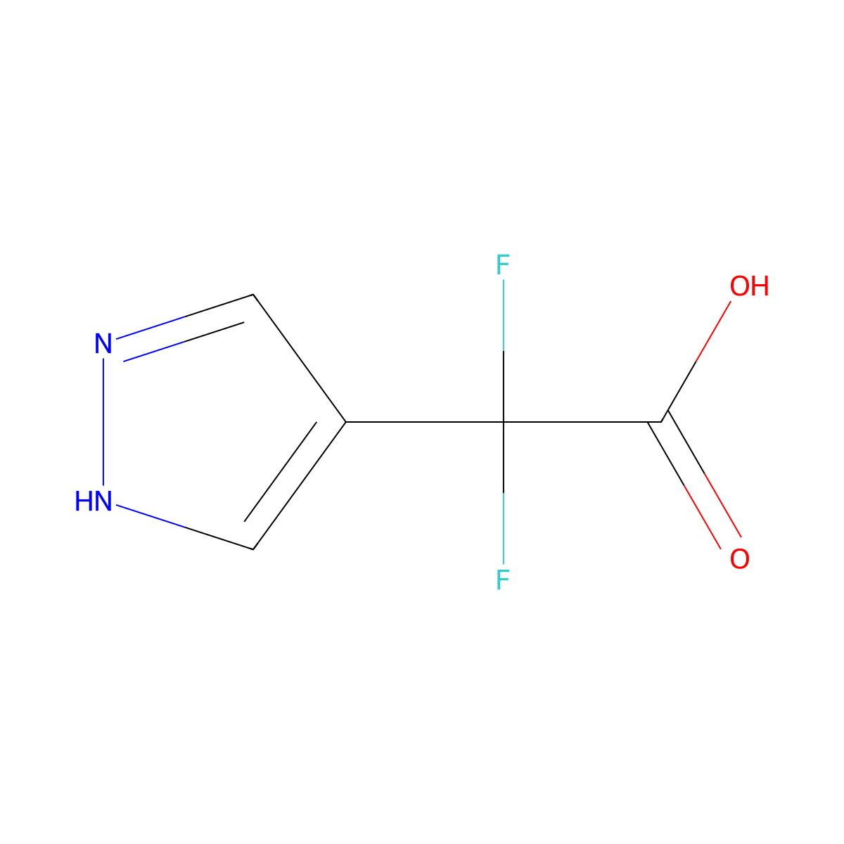 2,2-Difluoro-2-(1H-pyrazol-4-yl)acetic acid molecular structure, CAS 1779748-41-2