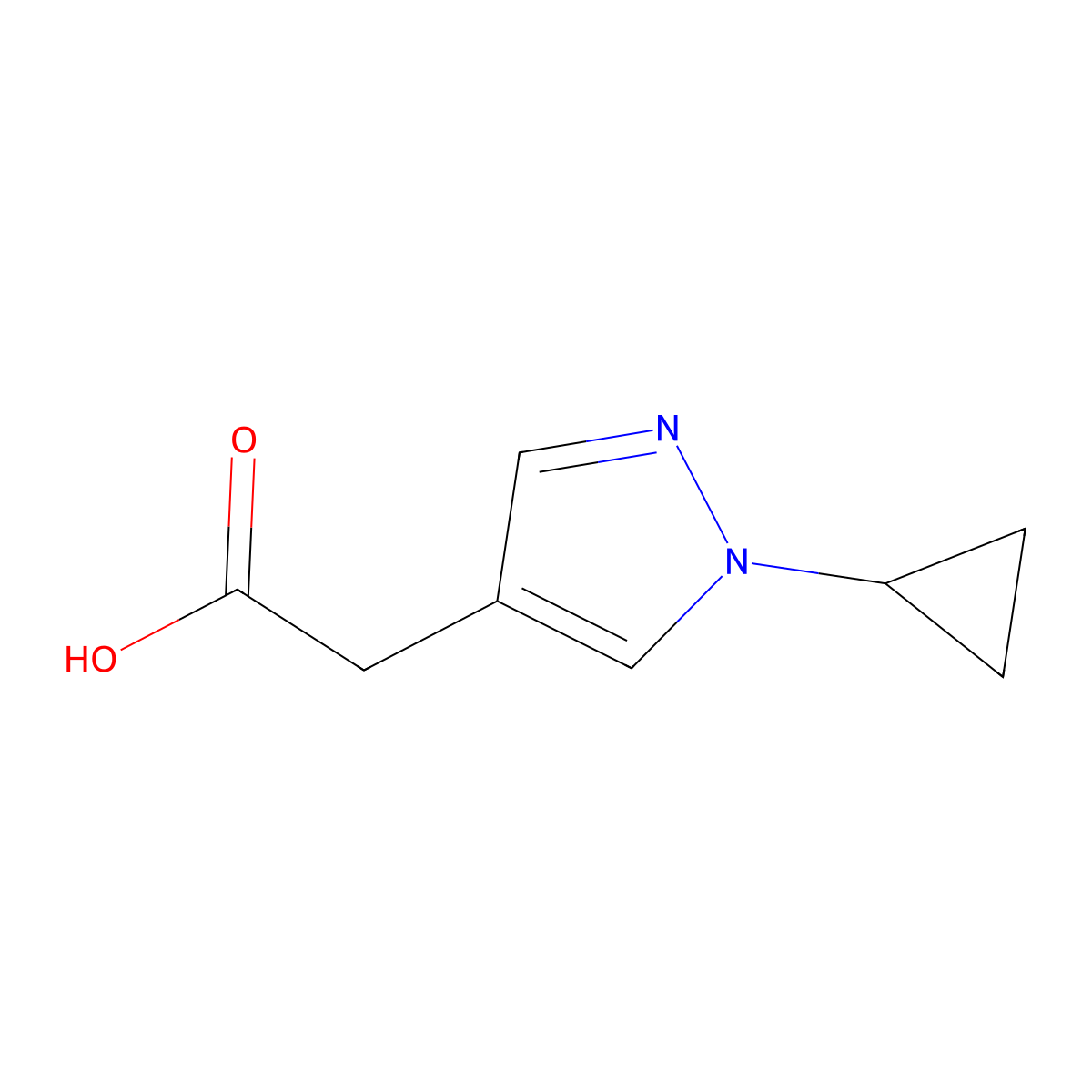 2-(1-cyclopropyl-1H-pyrazol-4-yl)acetic acid molecular structure, CAS 1779749-51-7