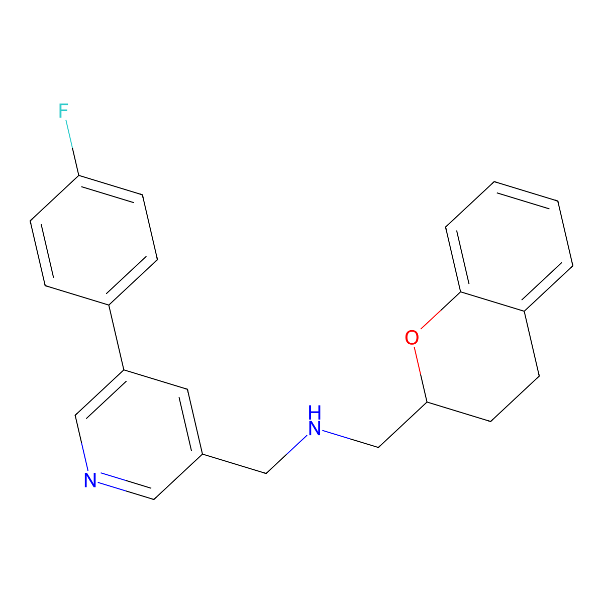 N-((3,4-Dihydro-2H-1-benzopyran-2-yl)methyl)-5-(4-fluorophenyl)-3-pyridinemethanamine molecular structure, CAS 177975-08-5