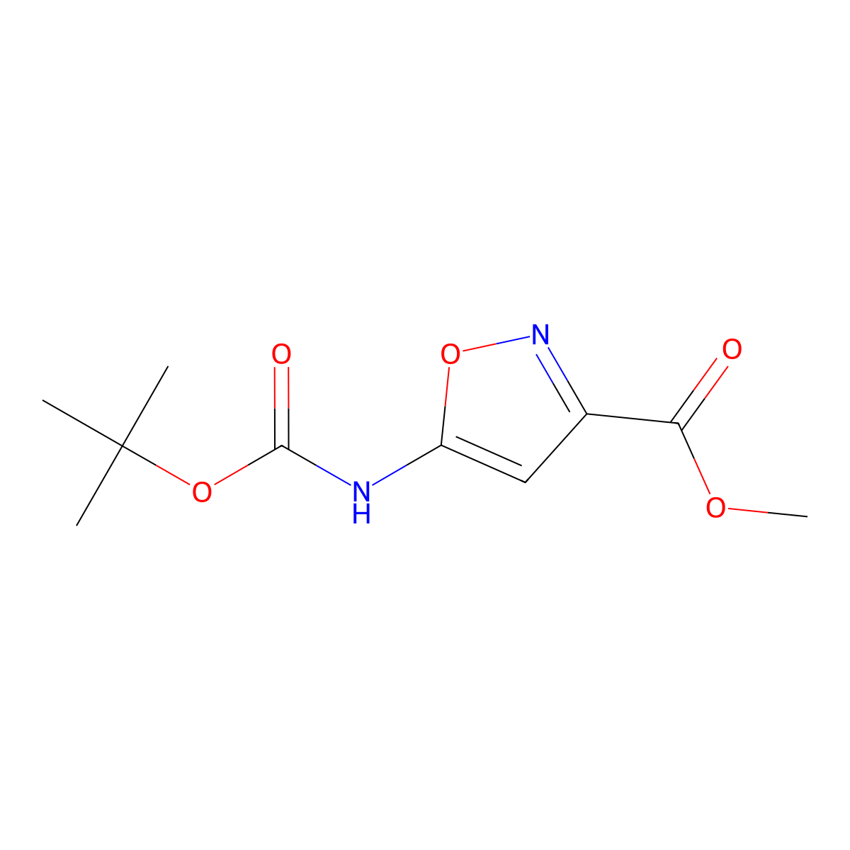 Methyl 5-((tert-butoxycarbonyl)amino)isoxazole-3-carboxylate molecular structure, CAS 1779756-98-7
