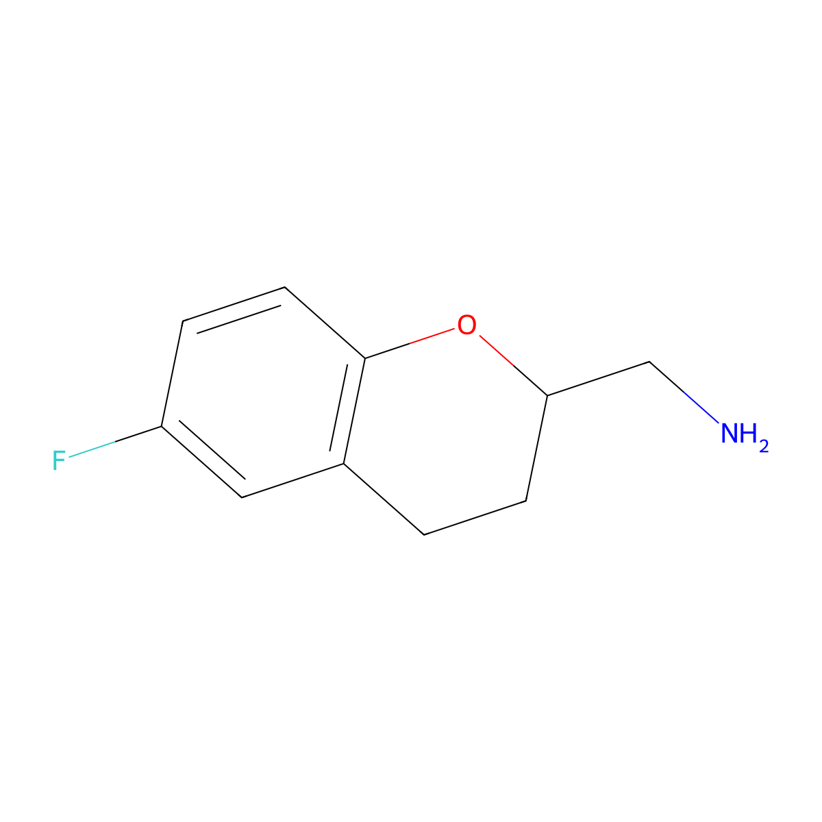 (6-fluoro-3,4-dihydro-2H-1-benzopyran-2-yl)methanamine molecular structure, CAS 177976-40-8