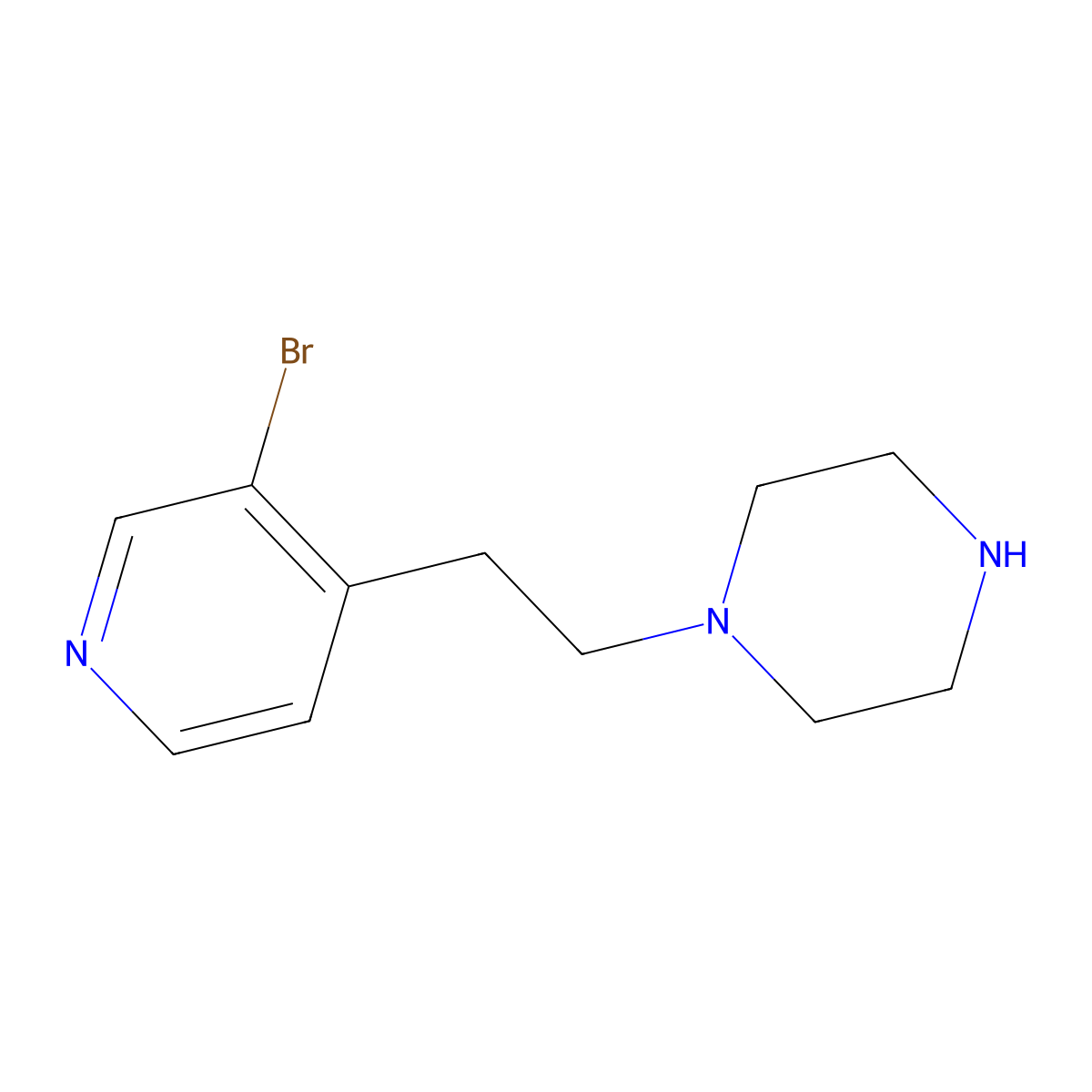 1-[2-(3-Bromopyridin-4-yl)ethyl]piperazine molecular structure, CAS 1779771-31-1
