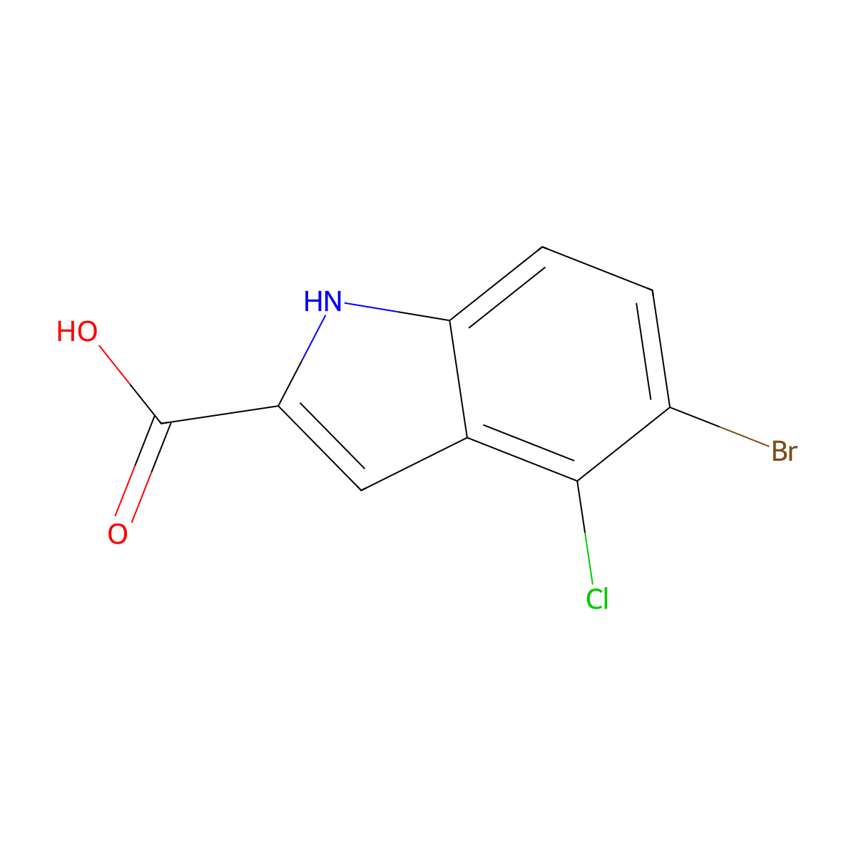 5-bromo-4-chloro-1H-indole-2-carboxylic acid molecular structure, CAS 1779777-28-4