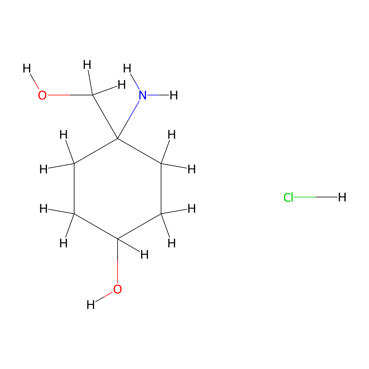 4-Amino-4-(hydroxymethyl)cyclohexan-1-ol hydrochloride molecular structure, CAS 1779782-80-7
