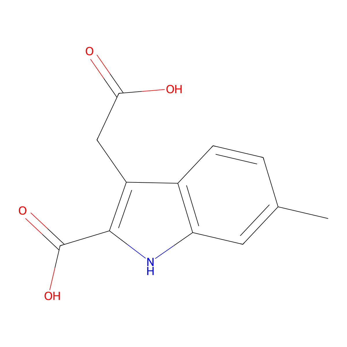 3-(carboxymethyl)-6-methyl-1H-indole-2-carboxylic acid molecular structure, CAS 1779784-03-0