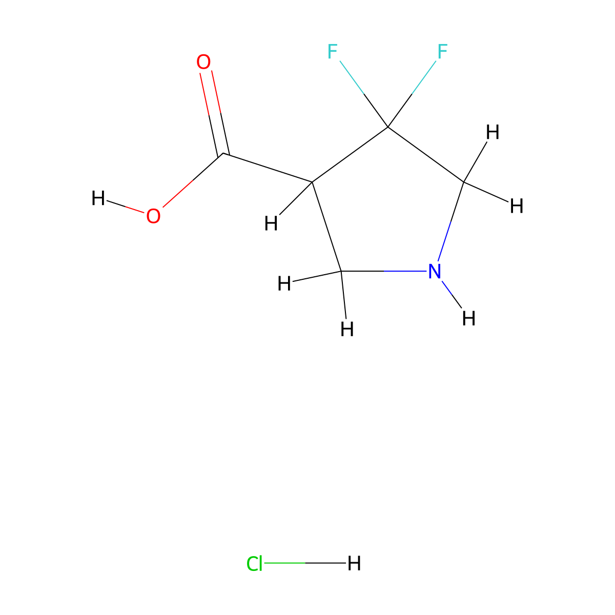 4,4-Difluoropyrrolidine-3-carboxylic acid hydrochloride molecular structure, CAS 1779788-81-6