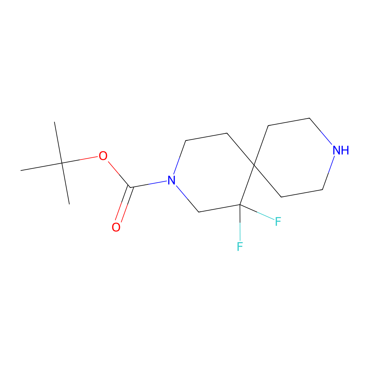 tert-Butyl 1,1-difluoro-3,9-diazaspiro[5.5]undecane-3-carboxylate molecular structure, CAS 1779790-19-0