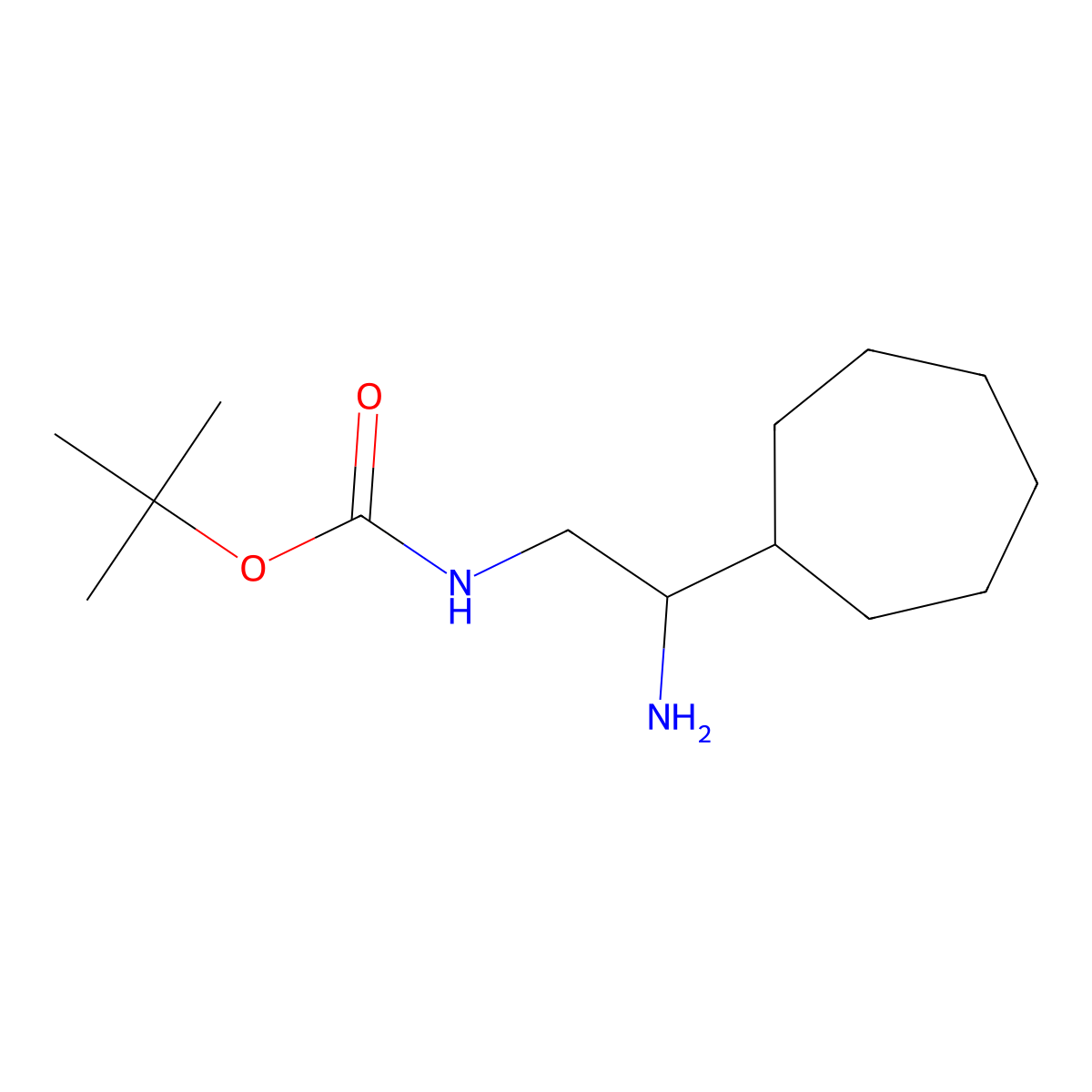 tert-butyl N-(2-amino-2-cycloheptylethyl)carbamate molecular structure, CAS 1779790-33-8
