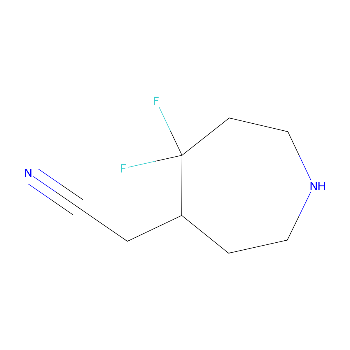 2-(5,5-Difluoroazepan-4-yl)acetonitrile molecular structure, CAS 1779792-62-9