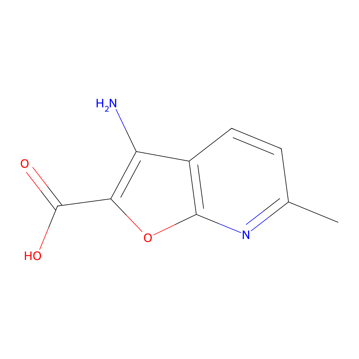 3-Amino-6-methylfuro[2,3-b]pyridine-2-carboxylic acid molecular structure, CAS 1779797-21-5