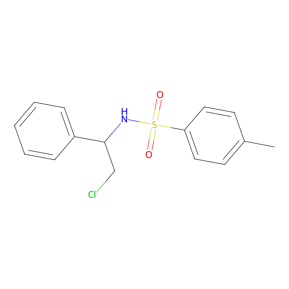 Benzenesulfonamide, N-(2-chloro-1-phenylethyl)-4-methyl- molecular structure, CAS 17798-15-1