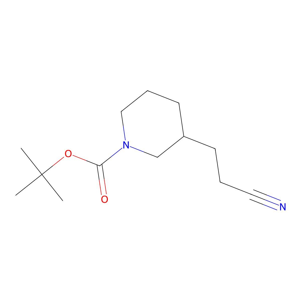 Tert-butyl 3-(2-cyanoethyl)piperidine-1-carboxylate molecular structure, CAS 1779800-29-1