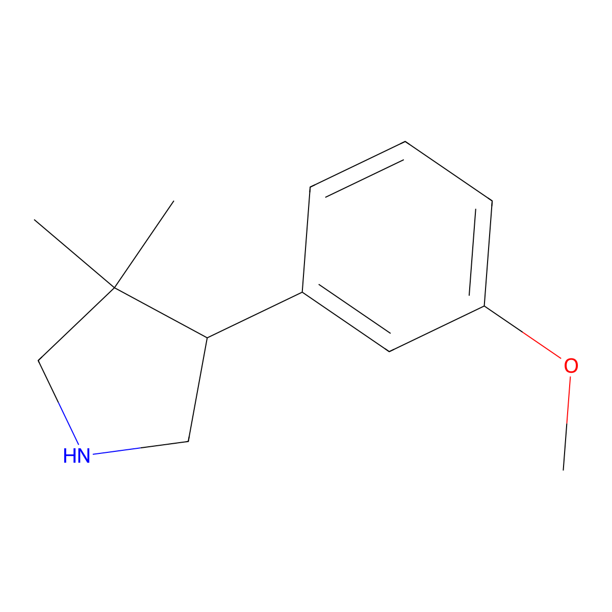 4-(3-Methoxyphenyl)-3,3-dimethylpyrrolidine molecular structure, CAS 1779800-38-2