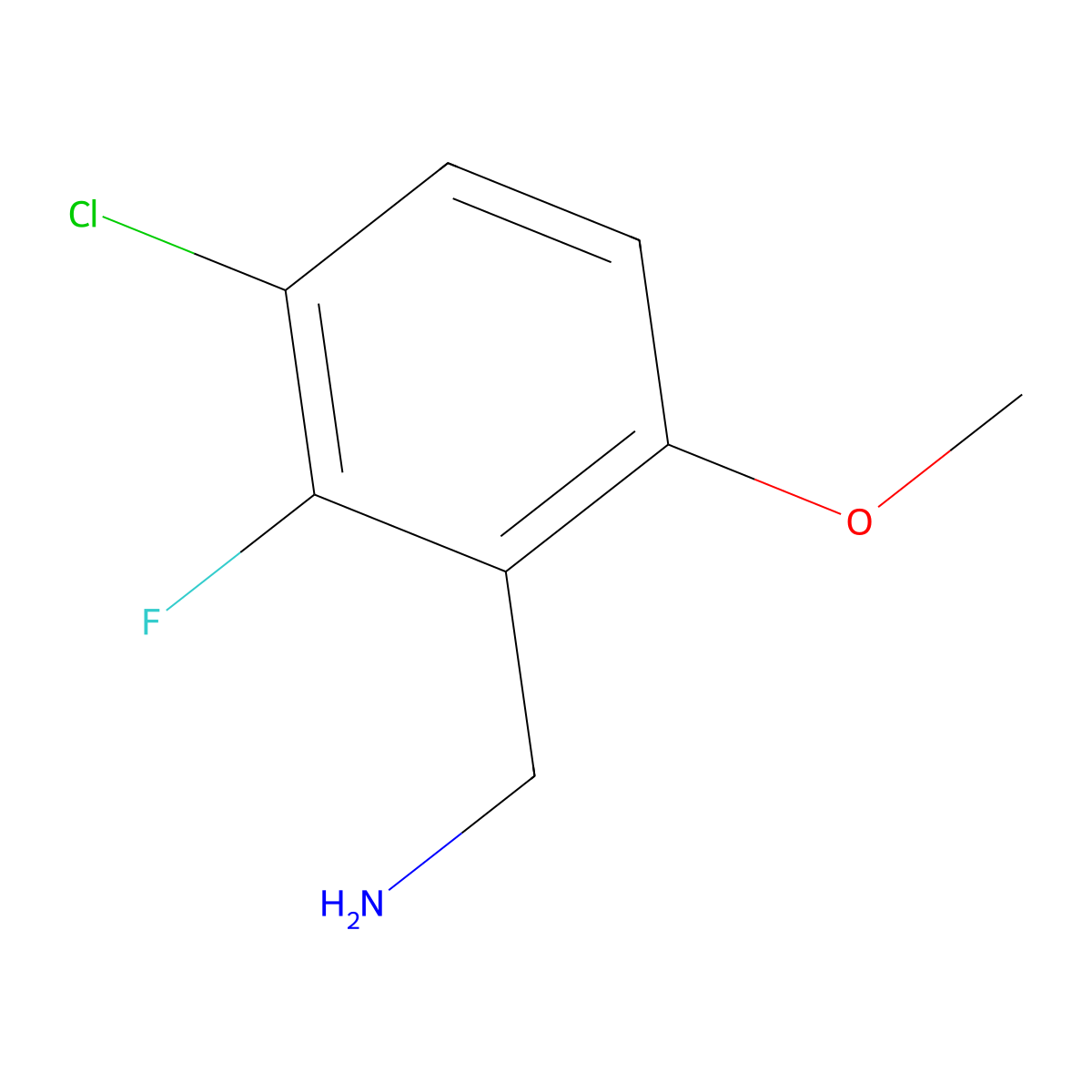 (3-Chloro-2-fluoro-6-methoxyphenyl)methanamine molecular structure, CAS 1779804-53-3