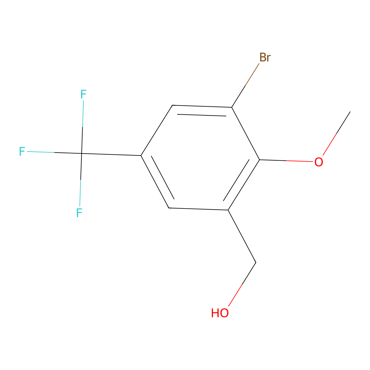(3-Bromo-2-methoxy-5-(trifluoromethyl)phenyl)methanol molecular structure, CAS 1779806-48-2