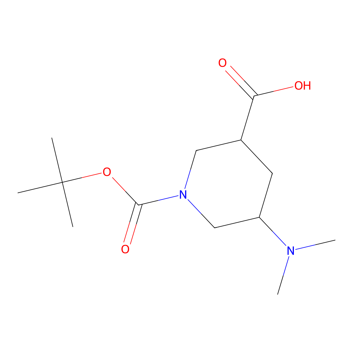 1-[(tert-Butoxy)carbonyl]-5-(dimethylamino)piperidine-3-carboxylic acid molecular structure, CAS 1779810-65-9