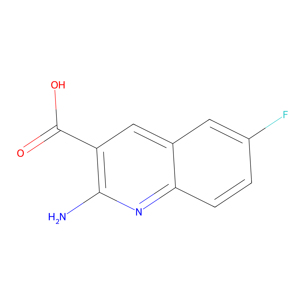 2-Amino-6-fluoroquinoline-3-carboxylic acid molecular structure, CAS 1779818-36-8