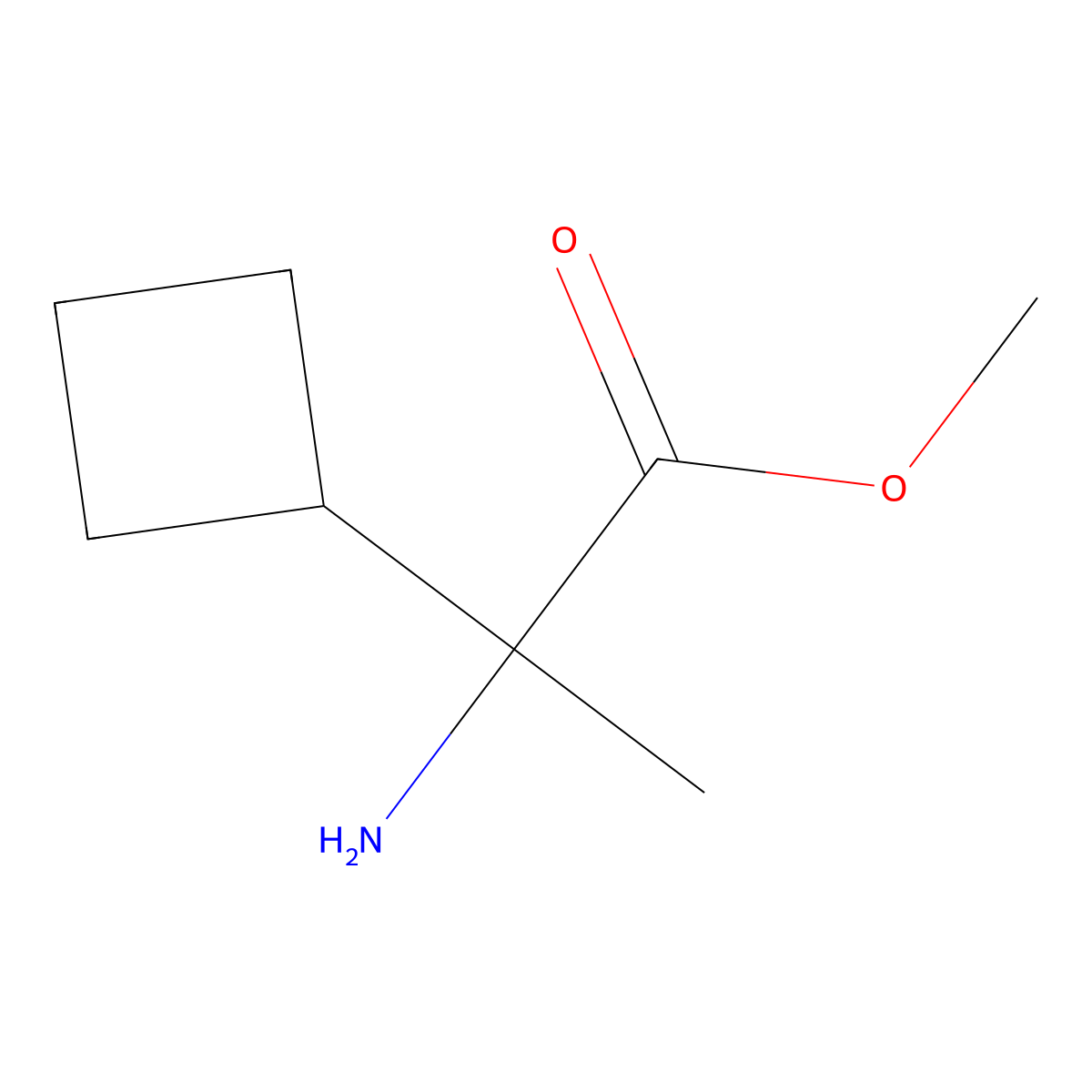 Methyl 2-amino-2-cyclobutylpropanoate molecular structure, CAS 1779818-44-8