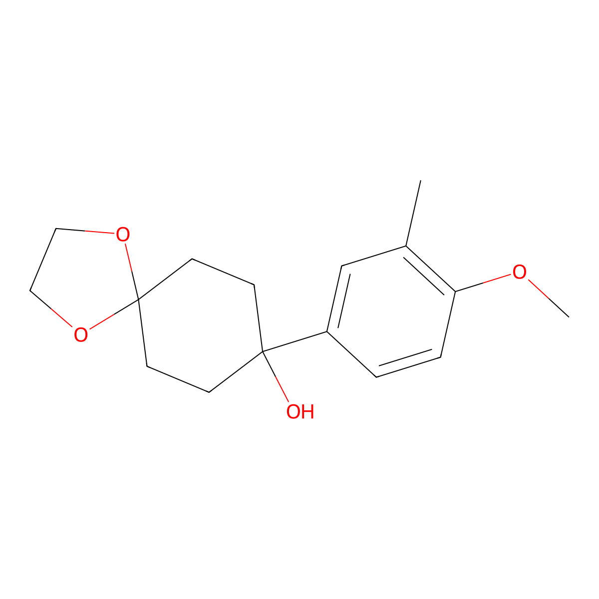 8-(4-Methoxy-3-methylphenyl)-1,4-dioxaspiro[4.5]decan-8-ol molecular structure, CAS 177982-31-9