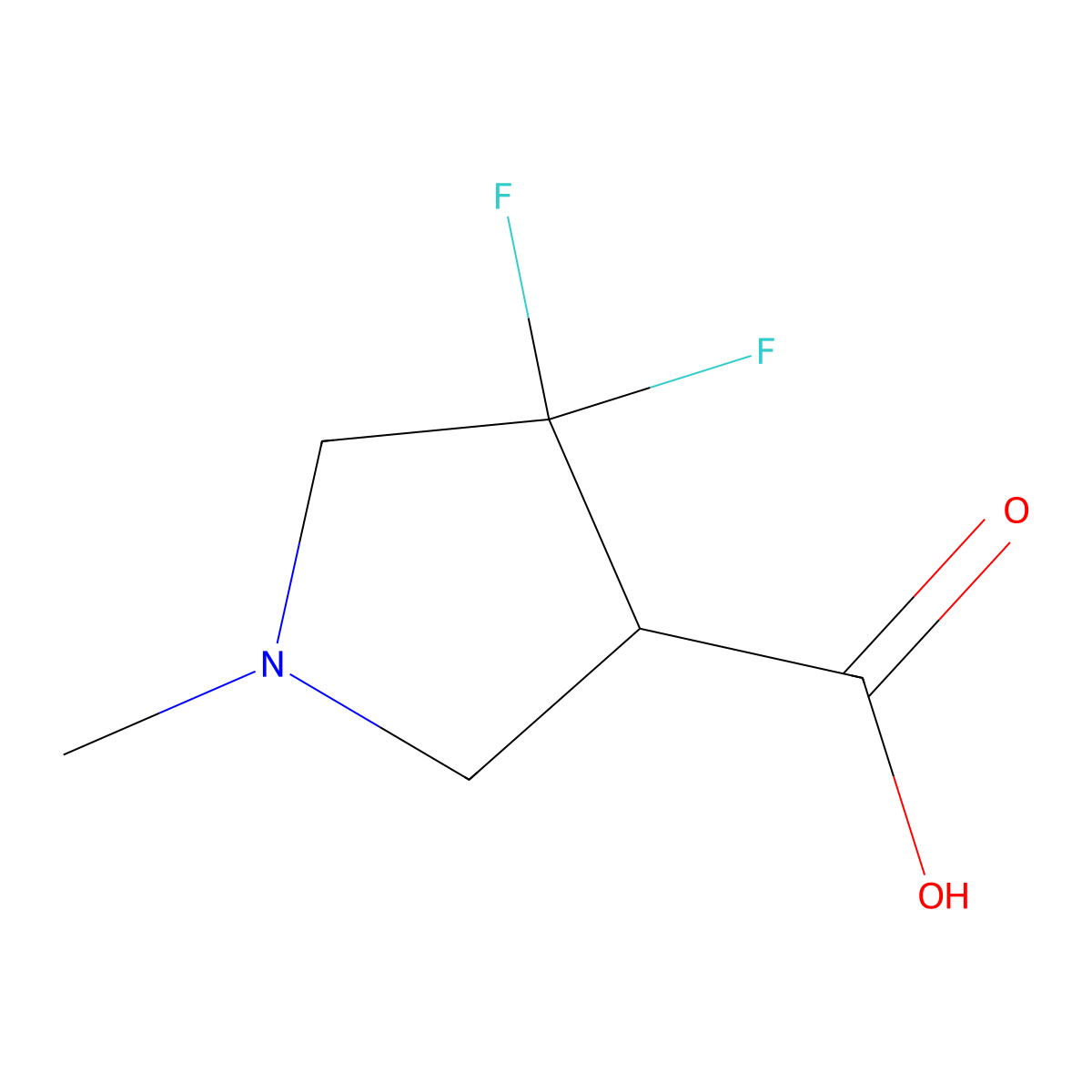 4,4-Difluoro-1-methylpyrrolidine-3-carboxylic acid molecular structure, CAS 1779842-14-6