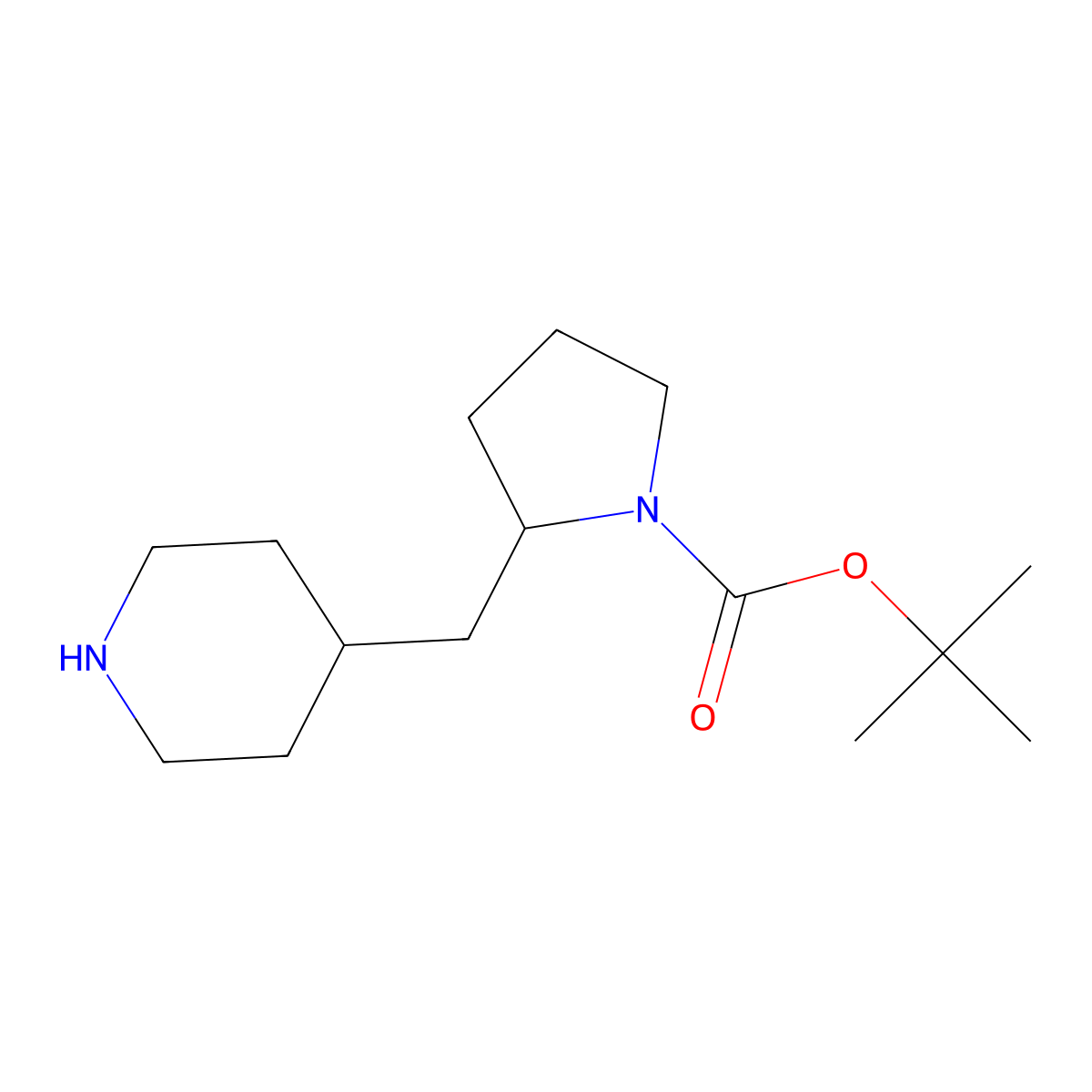 Tert-butyl2-[(piperidin-4-yl)methyl]pyrrolidine-1-carboxylate molecular structure, CAS 1779849-33-0