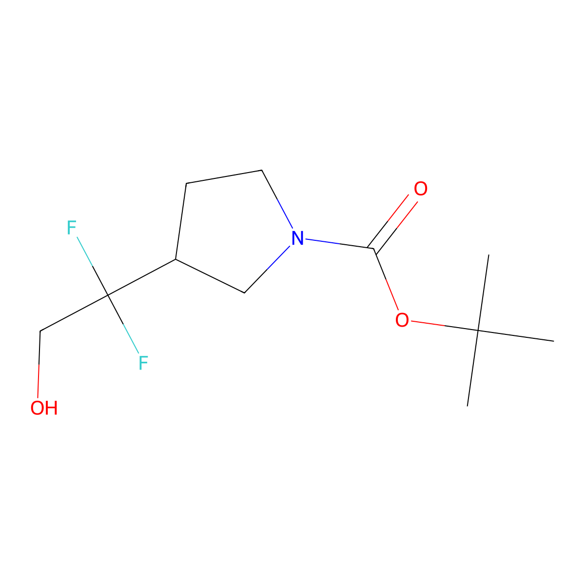 Tert-butyl 3-(1,1-difluoro-2-hydroxyethyl)pyrrolidine-1-carboxylate molecular structure, CAS 1779860-07-9