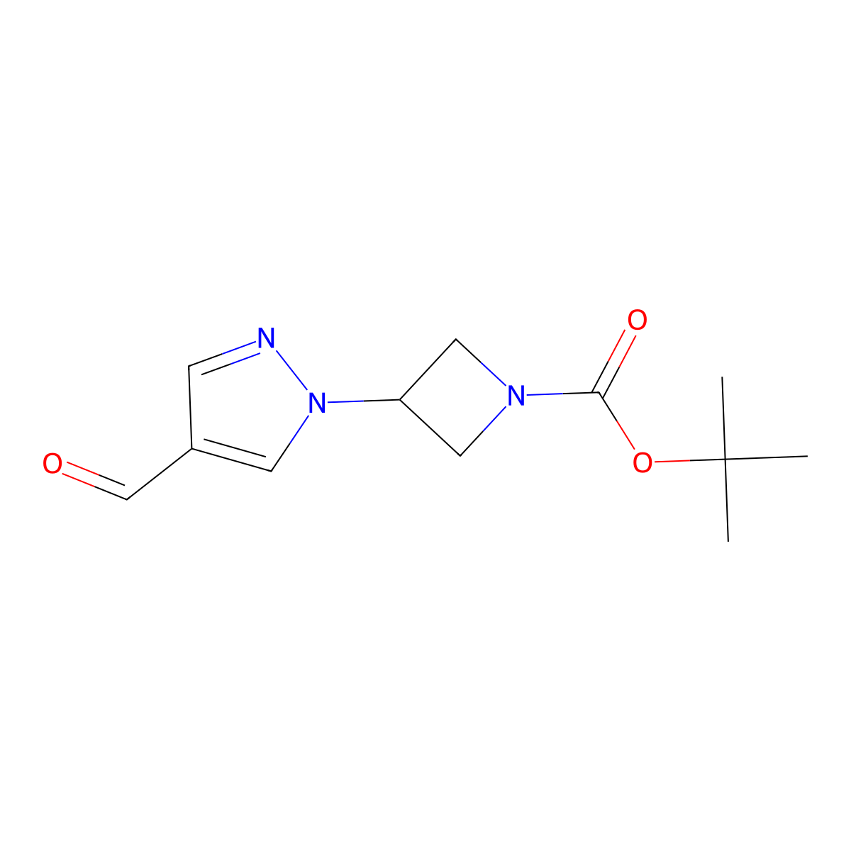 tert-butyl 3-(4-formyl-1H-pyrazol-1-yl)azetidine-1-carboxylate molecular structure, CAS 1779860-29-5